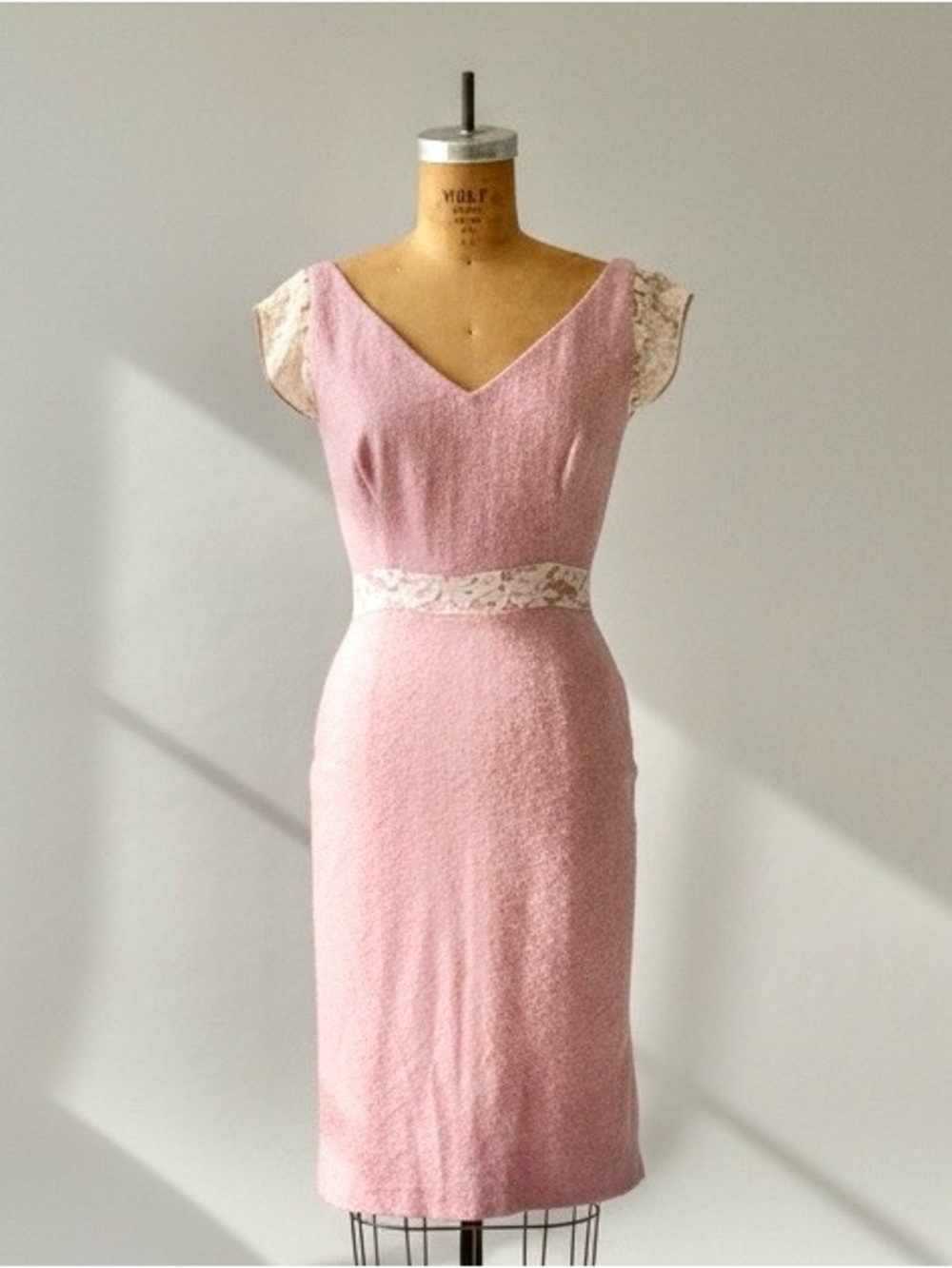 Calypso St. Barth Soft Pink Lace-Trim Midi Dress